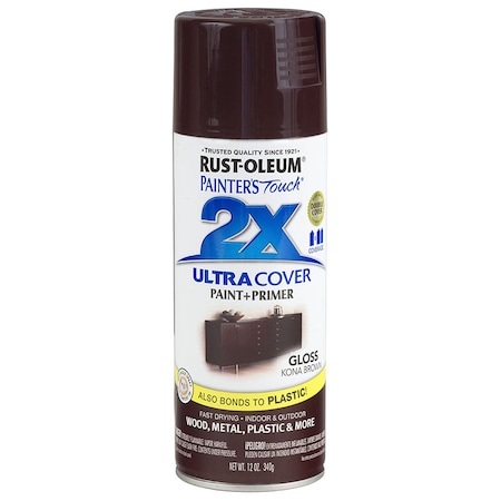 Rust-Oleum Spray Paint, Kona Brown, Gloss, 12 oz 249102